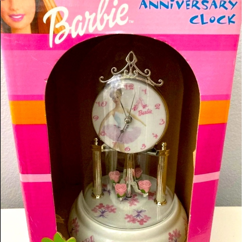BARBIE Anniversary Clock Genuine Porcelain 9" Collectible Vintage 2001